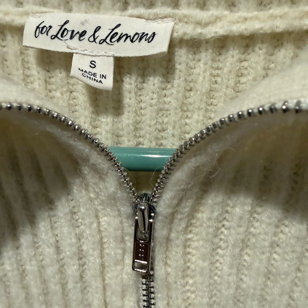EUC. For the Love & Lemons. Cream Ribbed SweaterPTP 17-19”. Length 19” - Picture 3 of 6